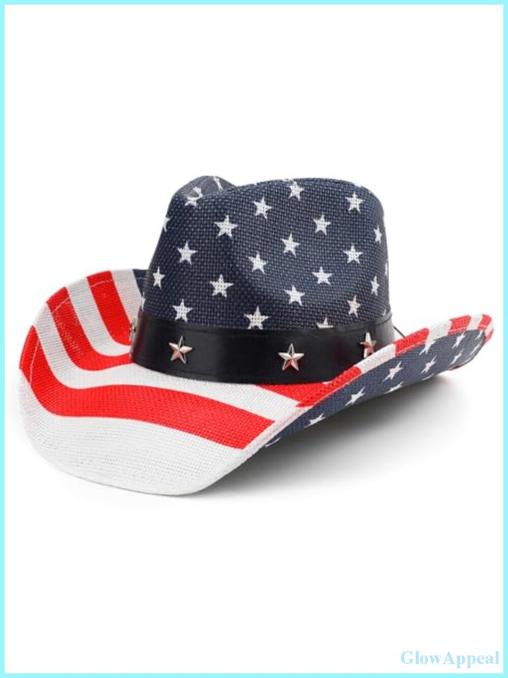 Patriotic American Flag Cowboy Hat Western Unisex Adjustable Paper Straw